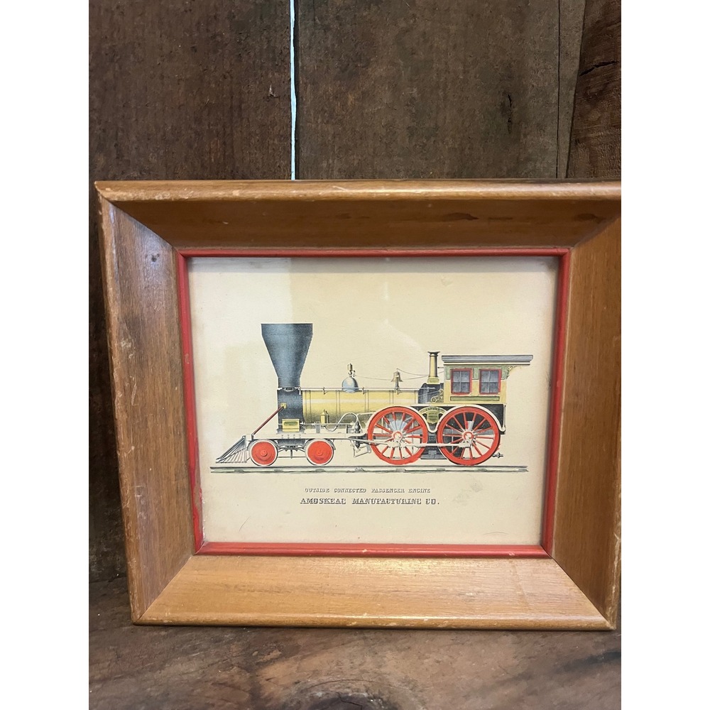 Vintage Amoskeag Manufacturing Co Steam Engine Locomotive Framed Print Train Art
